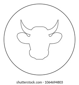Cow head icon black color in circle