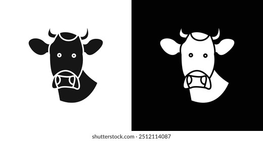 cow head icon Black line art vector logo set