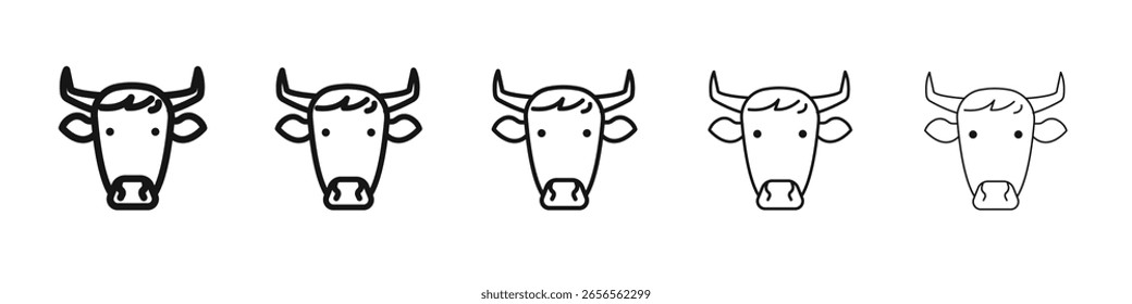 Icono de cabeza de vaca Signo de Vector blanco y negro