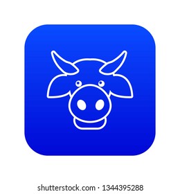 Cow head icon blue vector isolated on white background