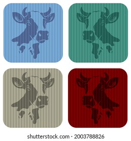 Cow Head Icon Button Vector Illustration. Cow Head Logo Template
