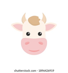 Cow head icon. Farm flat animal. Vector isolated on white background