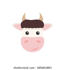 Cow head icon. Farm flat animal. Vector isolated on white background