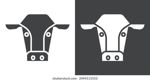 cow head icon Flat set in black and white color outline vector
