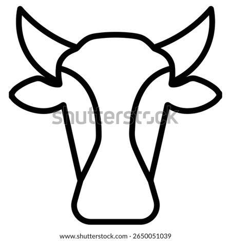 cow head icon flat thin outline art logo