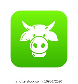 Cow head icon green vector isolated on white background