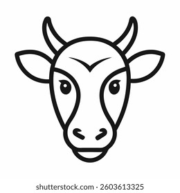 Cow head icon line art illustration on white background