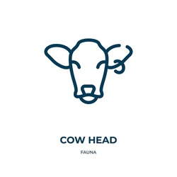 Cow Head Icon. Linear Vector Illustration From Fauna Collection. Outline Cow Head Icon Vector. Thin Line Symbol For Use On Web And Mobile Apps, Logo, Print Media.