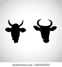 Icono de cabeza de vaca sobre fondo blanco. signo de toro. estilo plano.