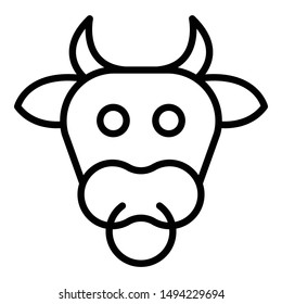 Cow head icon. Outline cow head vector icon for web design isolated on white background