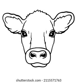 Cow head icon. Outline cow head vector. Cow Logo. Farm Animal. Vector illustration isolated on white background.