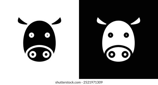 ícone de cabeça de vaca definir ilustração de vetor