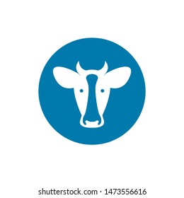 Cow Head Icon. Cow Head Silhouette. Farm Animal Sign. Vector Illustration.