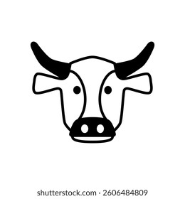 cow head icon, simple flat style, illustration, logo sign symbol pictogram template, for ui or ux isolated on white for mobile app, editable