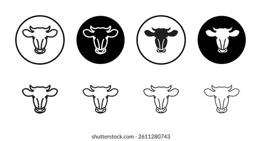 cow head icon Thin line art collection