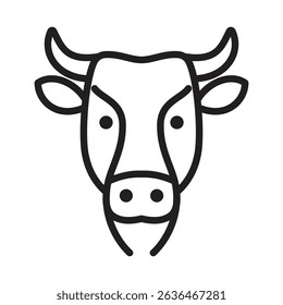 cow head icon Thin line illustration