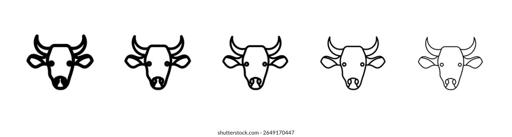 Conjunto de marca de logotipo de contorno delgado de icono de cabeza de vaca