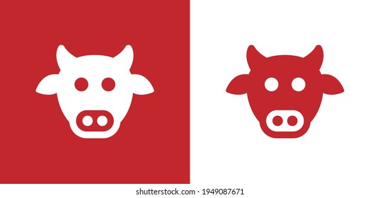 Vector de icono de cabeza de vaca. Símbolo de carne de ternera para carnicería.