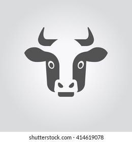 Cow Head Icon. Vector Illustration.