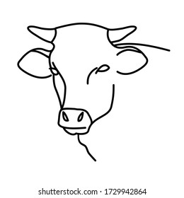 Cow Head Illustration. Outline style. Vector Illustration. Animal Icon. Good for Cricut