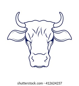 Cow head illustration sketch. Vector Illustration