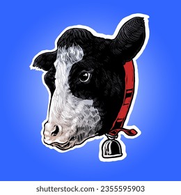 the cow head illustration vector
