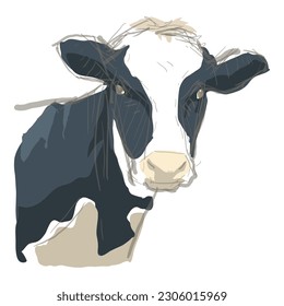Vector de ilustración de la cabeza de vaca para el negocio agrícola.