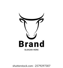 cow head line art logo design creative idea