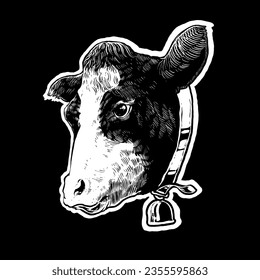 the cow head line art vector