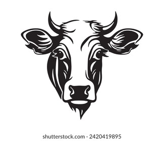 Cow Head Line Art Vector Design Element