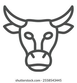 Cow head line icon, animals farm concept. Vector graphics. Bull animal face sign on white background, outline style icon for mobile or web design