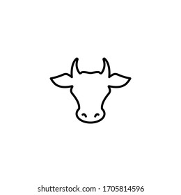 Cow head. line icon. Farm Animal. Beef, milk, lactose symbol. Vector illustration isolated on white