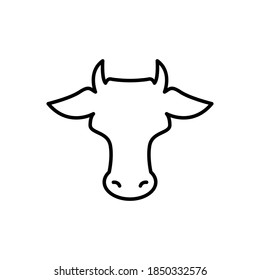 Cow head. line icon. Farm Animal. Beef, milk, lactose symbol. Vector illustration isolated on white