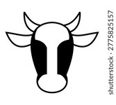 Cow Head Line Icon Front View