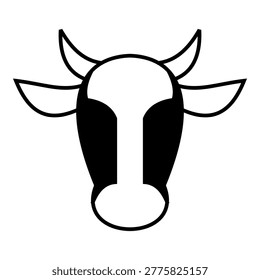 Cow Head Line Icon Front View