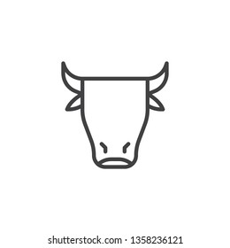 Cow head line icon. linear style sign for mobile concept and web design. Bull horn animal outline vector icon. Farming, agriculture symbol, logo illustration. Pixel perfect vector graphicss