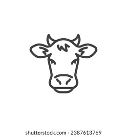 Cow head line icon. linear style sign for mobile concept and web design. Horned cow outline vector icon. Farm livestock symbol, logo illustration. Vector graphics