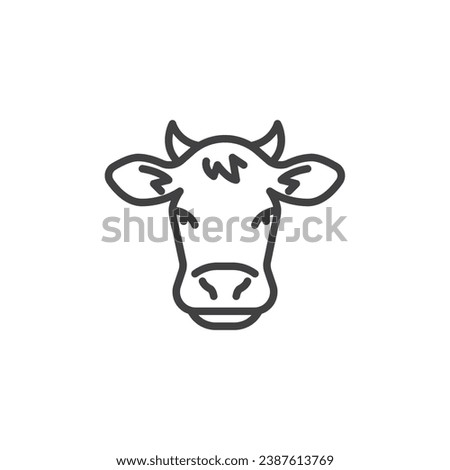 Cow head line icon. linear style sign for mobile concept and web design. Horned cow outline vector icon. Farm livestock symbol, logo illustration. Vector graphics