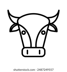 cow head linear logo mark in black and white