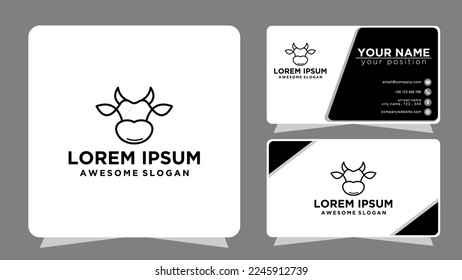 cow head logo with business card
