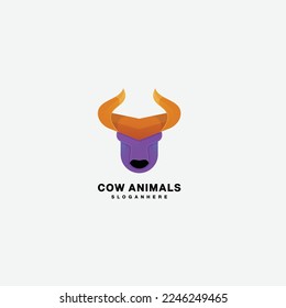 cow head logo colorful design vector icon