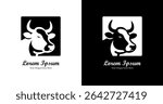 Cow head logo design combined with square