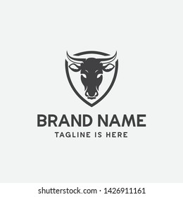cow head logo design, cow shield logo, cow icon, bull