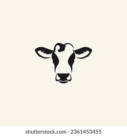 Cow head logo design template on white background.