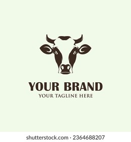 Ilustración vectorial del logotipo de la cabeza de vaca