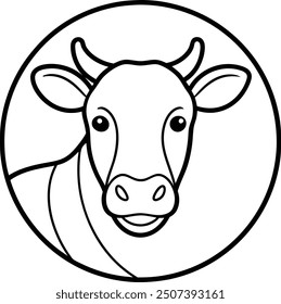 Ilustración de silueta de Vector de icono de logotipo de cabeza de vaca 4