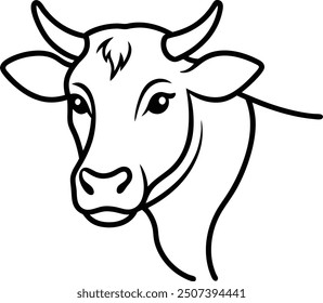 Cow head logo icon vector silhouette illustration 3