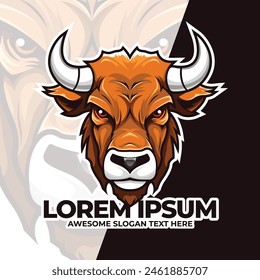 Cow head logo mascot, cow farm head logo mascot with esport style, cow livestock icon vector