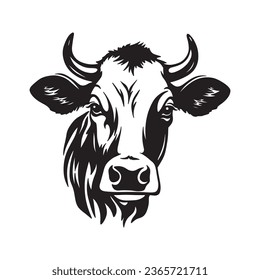 cow head logo silhouette vector