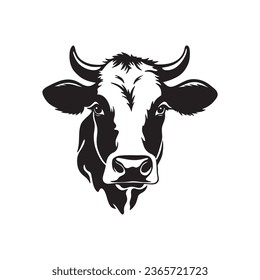 cow head logo silhouette vector